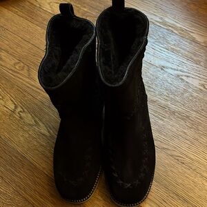 Freda Salvador black suede boots with shearling. Never worn. Lovely and warm.